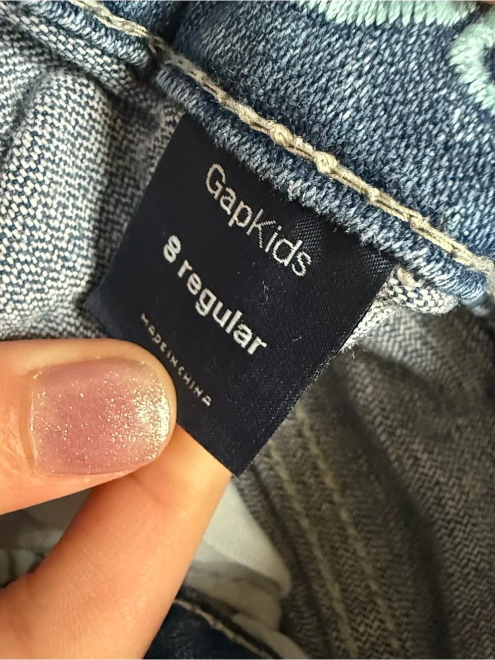 GAP Blue Cropped Jeans with Green Embroidered Butterflies